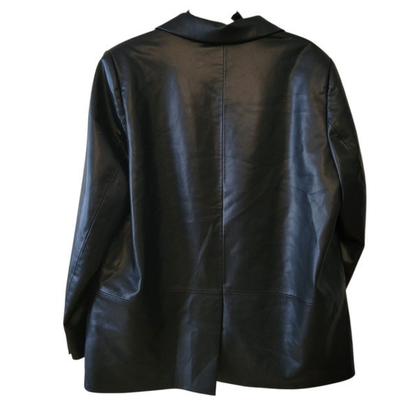 Zara Black Faux Leather Blazer Jacket Size XXL - Picture 3 of 4